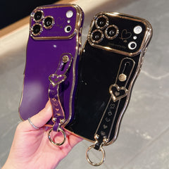 Phone Case - Electroplated Phone Case with a Large Heart-Shaped Window And Wavy Design, Compatible with for Iphone 11 Through 17 Pro Max Plus, Offering Full Coverage And Drop Protection