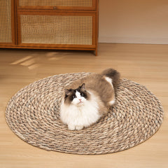 Cat Scratch Board Large Grinding Claw Cat Toy Wear Resistant, Scratch Resistant, Non Shedding Scratch Basin Integrated Cat Nest Vine Weaving Cat Sleeping Mat Cattail Weave in Two Sizes