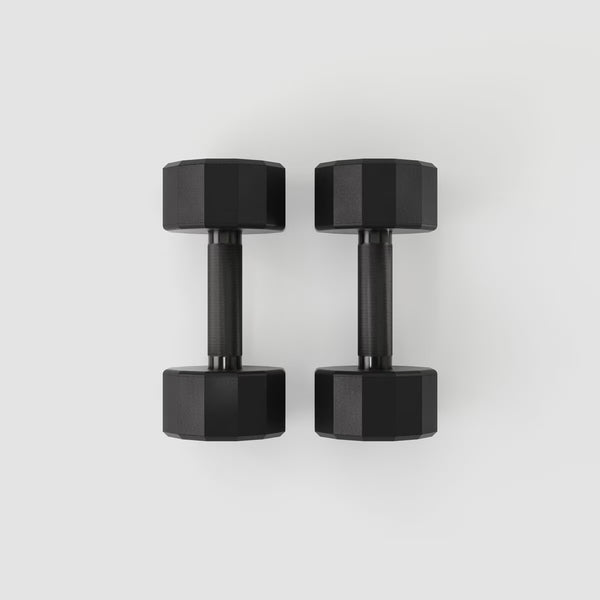 Centr 108Kg Rubber Dumbbell Set with Rack