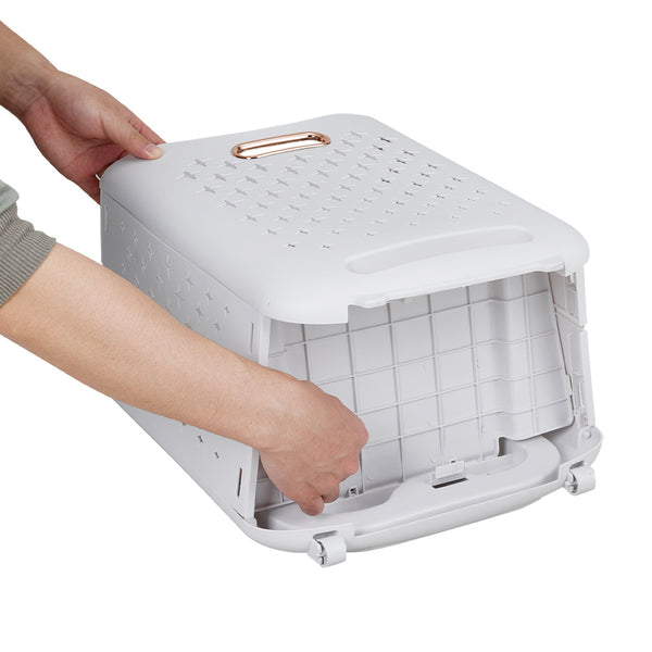 Three-Tier Laundry Basket with Wheels and Handle, Collapsible and Foldable Plastic Clothes Storage Bin, Portable Bathroom Storage Rack, Multifunctional Kitchen Organizer Basket. Compact Design, Sturdy and Durable. Dimensions: 39cm W x 29cm D x 115cm H.