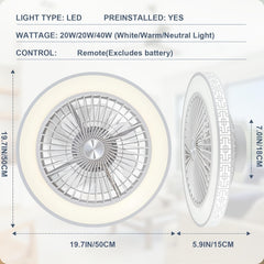 50cm Ceiling Fan with Lights And Remote Control Low Profile Ceiling Fans Dimmable 3 Colour Temperatures Quiet Reversible Flush Mount Ceiling Fan with Light for Bedroom Kitchen