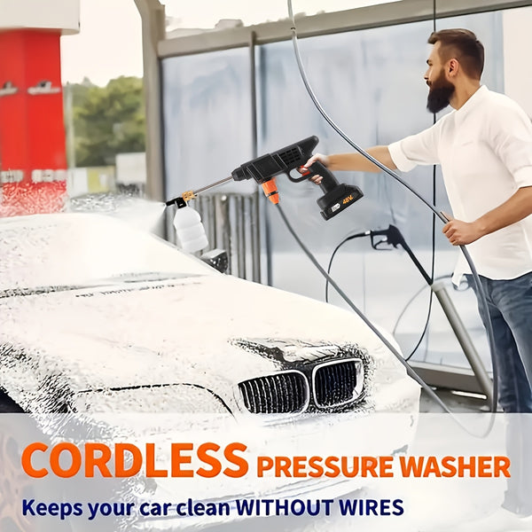 Wireless Portable Pressure Cleaner Featuring 2 Batteries, 3000PSI Cordless Power Cleaner, Rechargeable Battery Jet Wash for Vehicles, Gardens, Homes, Patios, And Driveways, Includes 5.03-Meter Hose