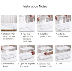 Lunaluke Clear Double-Tier Storage Box with Door - Heavy-Duty Plastic Dustproof Display Case with Hinged Door And Bottom Shelf, Dust Cover Included, Ideal for Organizing Makeup, Cosmetics, Or Other Items on a Vanity, Desk, Or Shelf.