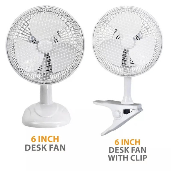 6 Inch Clip on Fan - 2 in 1 design with 2 Speeds,with Strong Airflow | Mini Plug in Silent Desk Fan, Ideal fan for Bed& Desktop