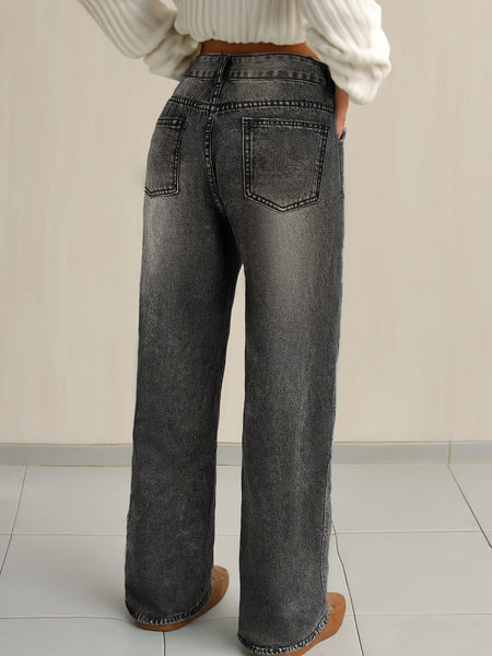 Women'S Y2K Street Style Straight Leg Jeans for Winter - Casual Denim Pants for in Retro Vintage Blue