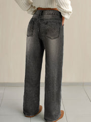 Women'S Y2K Street Style Straight Leg Jeans for Winter - Casual Denim Pants for in Retro Vintage Blue
