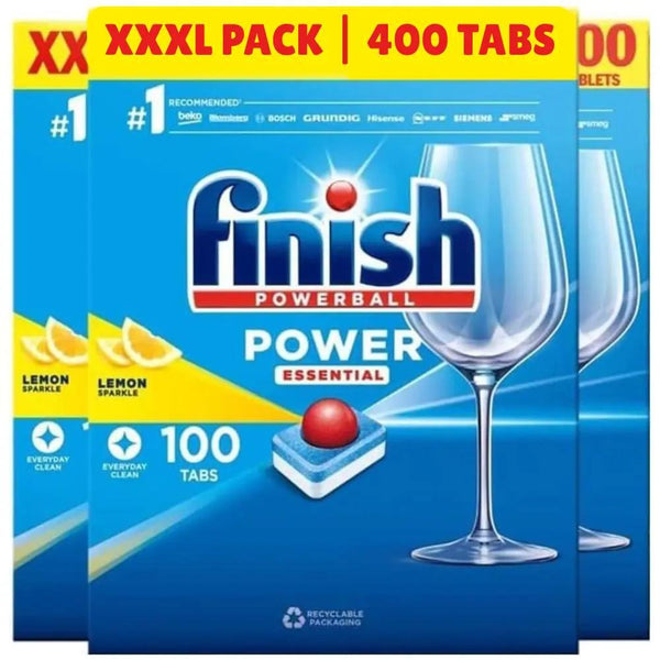Finish Power Essential Dishwasher Tablets | Lemon | 400 Tabs Bulk Pack
