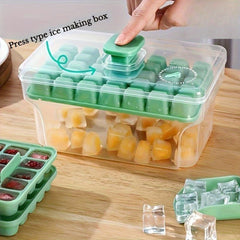 Double Layer 68 Grids Ice Cube Tray with Lid Party Bar Ice Cube Maker Mould Ice Storage Box, Long Ice Cube Tray, Ice Trays Molds, Ice Cube Container, Freezer Tray, Ice Block Tray, Drink Chilling Accessories, Home Bar Essentials, Compact Storage Box, Stack