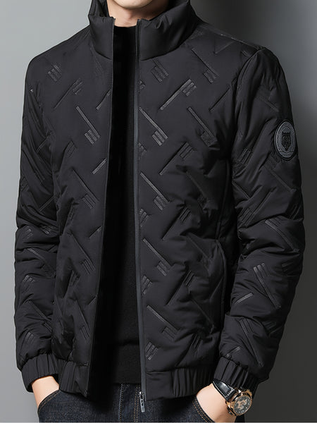 Lightweight Winter Stand Collar Jacket for Men, Quilted Thermal Business Casual Coat, Cold Weather Outerwear