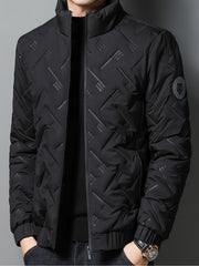 Lightweight Winter Stand Collar Jacket for Men, Quilted Thermal Business Casual Coat, Cold Weather Outerwear