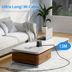 Cube Extension Lead with 3 USB Slots 13A 3250W Hulker 4 Gang Plug Extension Socket with Switch 4 Way Power Strip with 3 USB Port 1.5m Extension Cord Black for Home Dorm Office Travel
