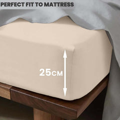1pc 25cm Extra Deep Fitted Sheet – Solid Color Hotel-Quality Bedsheet, Ultra-Soft & Brushed Microfiber Bedding Sheet, Machine Washable, Single, Double, King, & Super King Sizes Available
