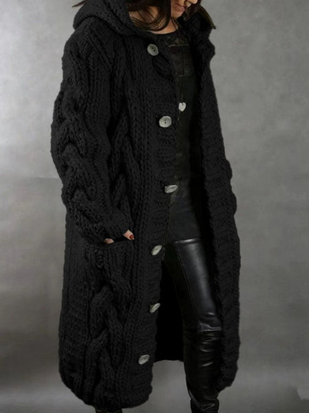 2026 New Women's Fashion Oversized Cardigan Sweater Coat, Casual Hooded Cardigan, Medium-Length Sweater Coat