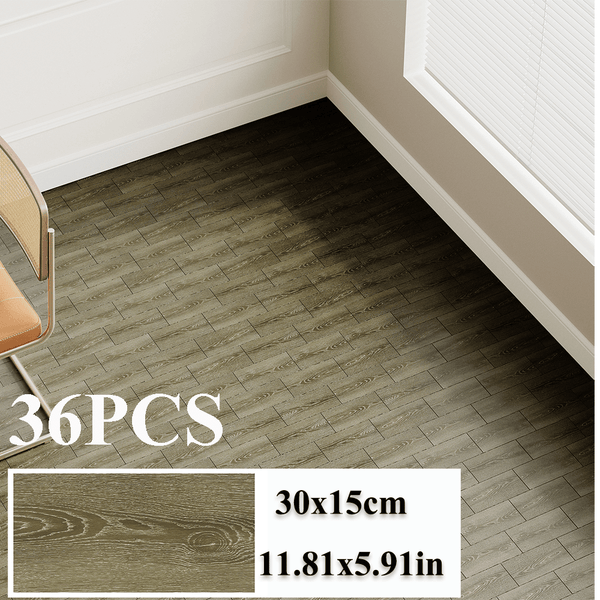 36-Pack High-Quality Self Adhesive Floor Tiles, 15x30cm Peel and Stick SPC Vinyl Planks for Kitchen, Bathroom, Bedroom & Living Room, Realistic Stone/ Wood Look Efffect Waterproof PVC Flooring, Easy DIY Installation