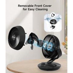 Desktop Air Circulator Fan, Quiet Three-Speed Desktop Fan, 80° Oscillation, 100° Adjustable Tilt, 12-Meter Long-Distance Air Delivery, Removable Front Cover, Black, Suitable for Bedroom/Office.