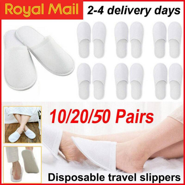 20Pairs Disposable Terry Cloth Slippers for Spa, Hotel, and Guest Use Office & School Supplies