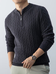 Christmas Gift for Men, New Twist Zipper Collar Pullover Sweater, Autumn And Winter Style, with Velvet, Thickened, Warm And Cold-Resistant, Can Be Worn Inside Or Outside, Casual And Versatile Essential, Knit