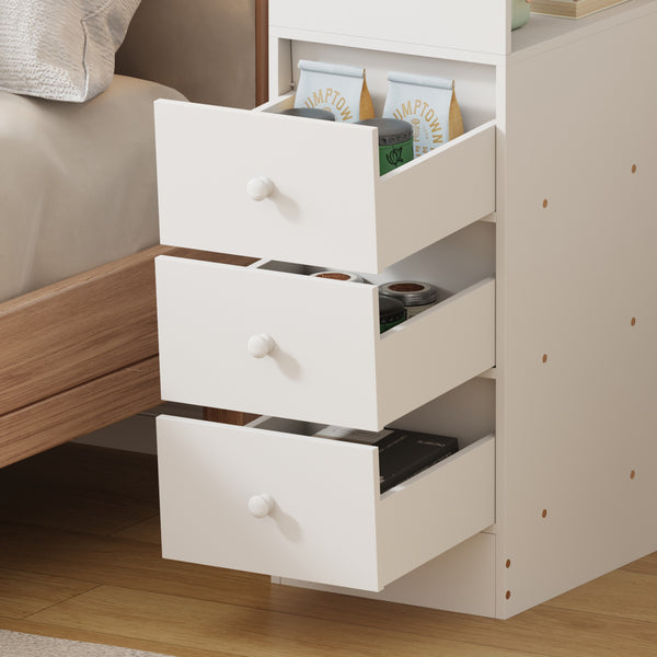 3-Drawer Bedroom Nightstand, 25cm Narrow Side Cabinet, Suitable for Small Spaces such as Bedrooms and Living Rooms, Space-Saving Design with Classic Style, Engineered Wood Top, Manufactured Wood Base, Perfect for Modern Homes, Bedroom Nightstand