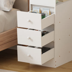 3-Drawer Bedroom Nightstand, 25cm Narrow Side Cabinet, Suitable for Small Spaces such as Bedrooms and Living Rooms, Space-Saving Design with Classic Style, Engineered Wood Top, Manufactured Wood Base, Perfect for Modern Homes, Bedroom Nightstand