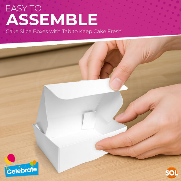 20 Pack White Cake Slice Boxes 105 x 65 x 35mm | Small Individual Cake Portion Boxes for Kids Parties, Weddings & Celebrations | Disposable Cardboard Cake Boxes for Guests | Sturdy Mini Cake Containers for Pastries, Desserts & Takeaway Treats | Portable S