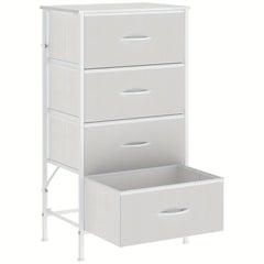 Frmobepts 4-Drawer Tall Dresser with Large Storage Cabinet - Modern Fabric & Wood Top Storage Organizer, Sturdy Metal Frame & MDF Construction, 68.58cm+ Height Freestanding Dresser with Spacious Drawers for Bedroom/Living Room