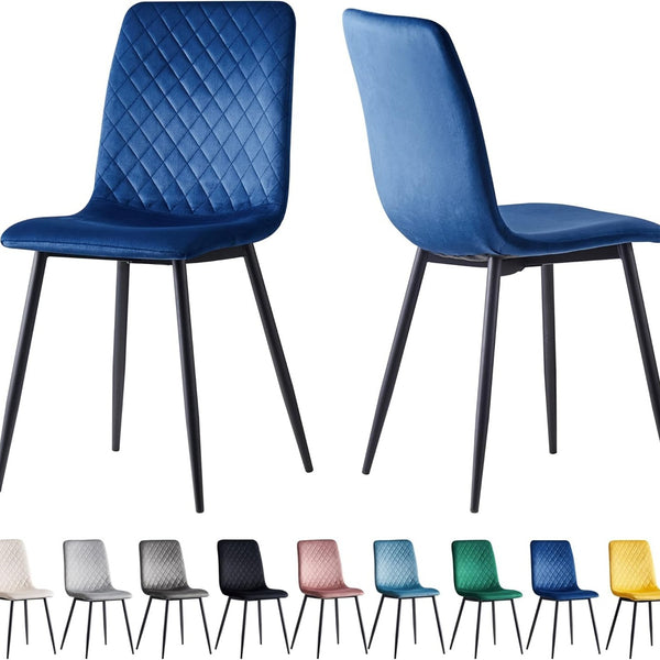 mcc direct Set of 2 Designer Velvet Chairs Fabric Dining Chairs with Metal Legs-Lexi Chairs
