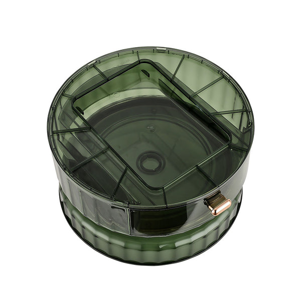Skincare Exclusive Emerald Rotating Storage Box 25*14cm, 360° Desktop Rotating Storage Rack, with Drawer Large Capacity Cosmetic Organizer, Storage Box Suitable for Vanity Dresser Bathroom