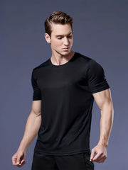 10pcs Wine Red, Army Green, Navy Blue, Khaki, Black, White, Gray, Wine Red, Black, White Mixed Colors, Ultra-Light Men's Crewneck T-Shirt - Quick-Dry, Breathable, Moisture-Wicking Shirt for Fitness, Gym, and Running, Lightweight and Comfortable