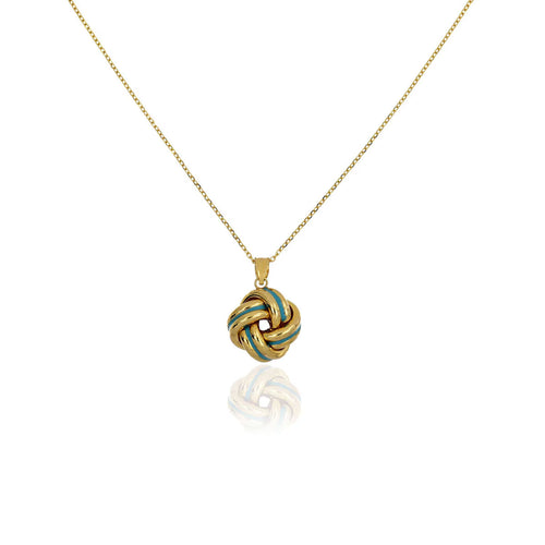 14Ct Yellow Gold Enamel Love Knot Necklace