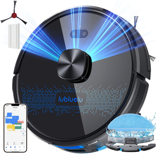 Lubluelu 2025 Latest SL60 Ultra 4500Pa Robot Vacuum And Mop Combination, Automated Vacuum, Self-Recharging, Anti-Siphon, 55Db Quiet Operation, Ultra-Slim Design, 5 Mapping Options, 24 Restricted Areas for Pet Hair on Carpets And Hard Floors