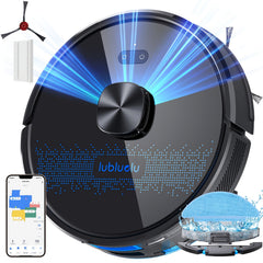 Lubluelu 2025 Latest SL60 Ultra 4500Pa Robot Vacuum And Mop Combination, Automated Vacuum, Self-Recharging, Anti-Siphon, 55Db Quiet Operation, Ultra-Slim Design, 5 Mapping Options, 24 Restricted Areas for Pet Hair on Carpets And Hard Floors