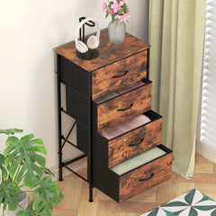 Modern 4-Drawer Dresser Storage Cabinet with Metal Frame & MDF Wood - Grey Spacious Dresser with Anti-Tip Safety & Adjustable Feet, Assembly, Standalone Furniture Unit Suitable for Bedroom or Living Room (17.7” X 11.8” X 35.8”)