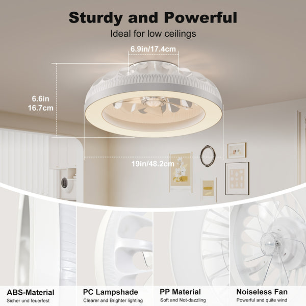 Brushless Remote Control Ceiling Fan with Light, 3000K-6500K Stepless Dimmable RGB Ambient Fan Light, 6-Speed Quiet Fan with Timer & Memory, Dimmable LED Modern Fan Lamp for Bedroom Living Room Dining Room