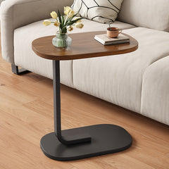 C-Shaped Side Table with Adjustable Height, a 360° Rotating Design That Can Slide Under Furniture, Perfect for Use Beside a Sofa, Bed, Or Bathtub, Featuring a Light Wood End