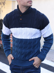 Men's Mature Business Sweater - New Autumn/Winter Lapel Ribbed Knitwear, Fashionable Solid Color Pullover, Suitable for Layering and Wearing Over Clothes