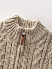 2025 Winter American Stand-Up Collar Half-Zip Knit Aran Sweater Mr. Pony Knitwear Pullover Card