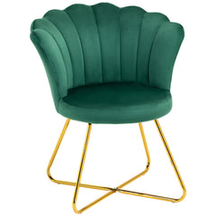 Modern Armchair, Velvet Tufted Accent Chair with Lotus Backrest, Occasional Chair with Steel Legs for Living Room, Bedroom