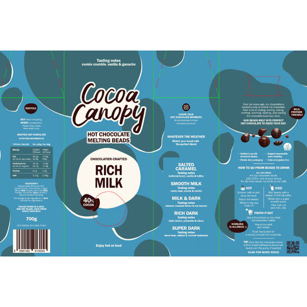 Cocoa Canopy Rich Milk Hot Chocolate Melting Beads, 700G