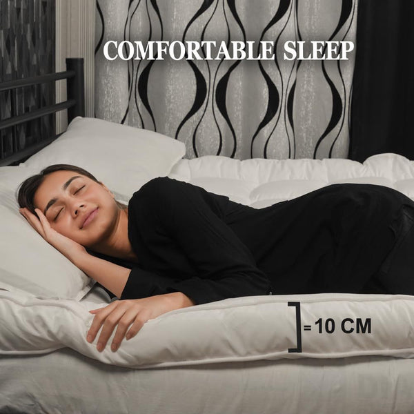 4As Microfibre Mattress Topper 4 Inch/10cm 1100 GSM Heavy Fill Super Soft and Fluffy Hand Filled Single Double King Super King Box Stitched