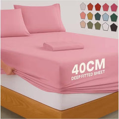 4B 40cm Deep Pocket Fitted Sheet – Durable, Easy Care & Perfect Mattress Fit practical fitted bed sheet designed for deep mattresses, elasticated edges provide secure coverage, suitable for everyday bedroom use, guest rooms and rental properties, easy to