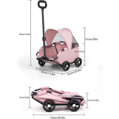 Mini Dog Stroller – Foldable Pet Carrier Cart with 360° Rotatable Handle, Extendable Pull Handle & Storage Bag Lightweight Travel Buggy for Small Dogs & Cats