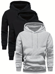3 Counts Hooded Sweatshirt Men'S Light Version New Fleece Men'S Casual Versatile Fashion Trendy Brand Pullover Hoodie Mixed 3pcs Set