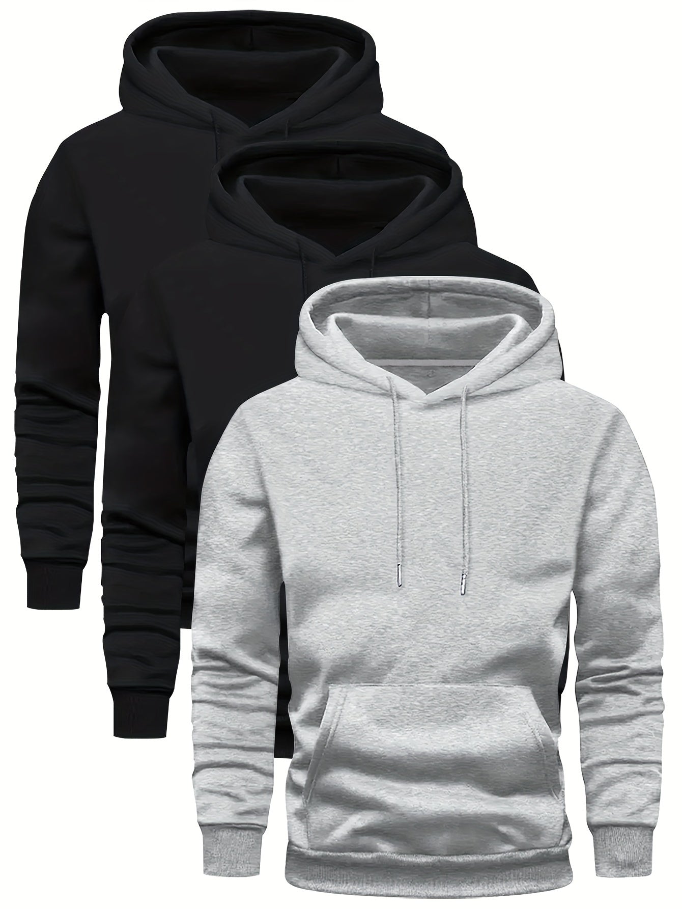 3 Counts Hooded Sweatshirt Men'S Light Version New Fleece Men'S Casual Versatile Fashion Trendy Brand Pullover Hoodie Mixed 3pcs Set