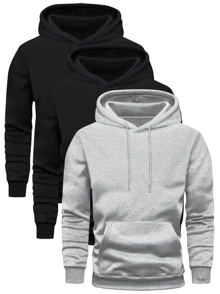3 Counts Hooded Sweatshirt Men'S Light Version New Fleece Men'S Casual Versatile Fashion Trendy Brand Pullover Hoodie Mixed 3pcs Set