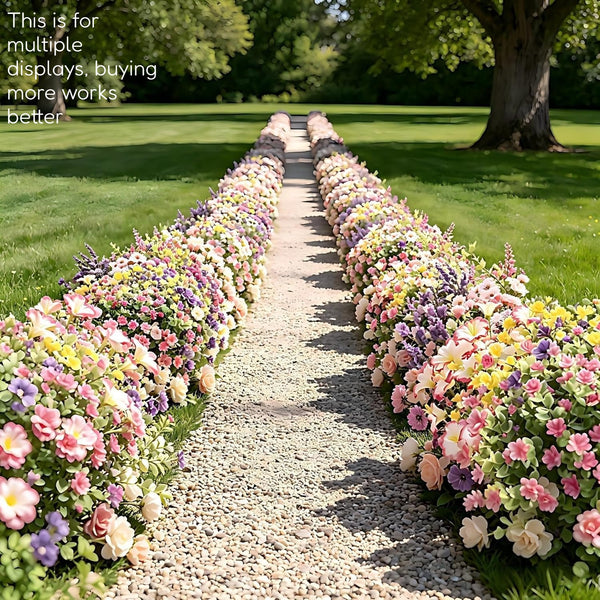 50 Bundles Outdoor Artificial Flowers - Lavender, Camellia, Horsetail Grass, Eucalyptus Leaves And More, UV Resistant Realistic Fake Flowers No Fading. Wedding Party