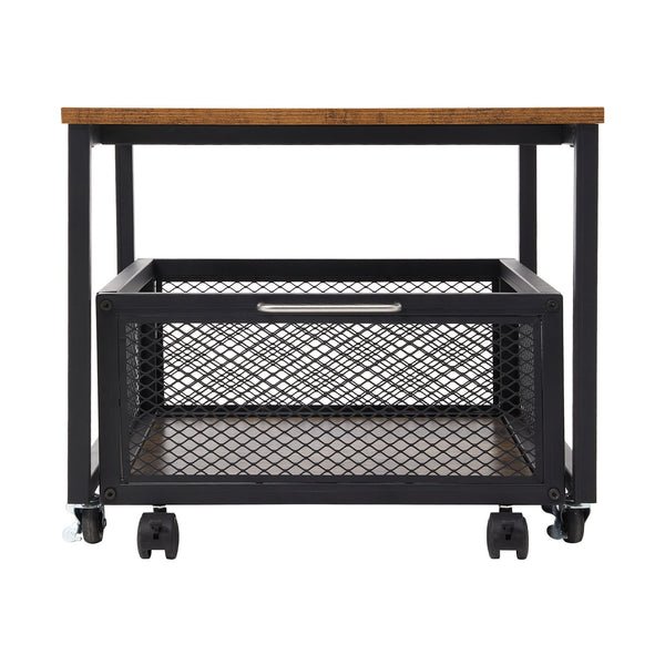 1pc Mini Fridge Stand with Storage, 50x50x42.3cm Mobile Refrigerator Stand with Lockable Wheels & Basket, Portable Cart for Kitchen Office - Perfect Home Upgrade