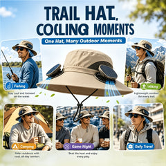 Fan Hat for Men And Women, Solar Wide Brim Sun Hat with Dual Cooling Fans, Adjustable Airflow Outdoor Hat for Summer Travel, Gardening, Hiking, Camping And Yard Work
