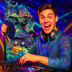 1pc Large Fluorescent Hand Folding , Large Folding Hand Rave  with Bag - Music Festival Essentials, Disco/ Carnival/ Neon/ Glow Party Decor