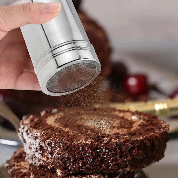 A Stainless Steel Shaker for Dusting Icing Sugar, Cocoa, And Flour, Perfect for Seasoning Spices