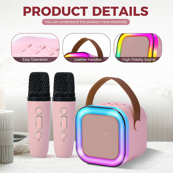 [Wireless Speakers] Wireless Speakers, Portable Speakers, Dual Microphones, RGB Lighting Effects, Multiple Voice-Changing Modes, Suitable for Family Gatherings, Birthday Parties, Outdoor Beaches, And Home Karaoke Machines